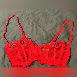 Adore Me Valentine's Day Red Lace Underwire Bra & Thong Set